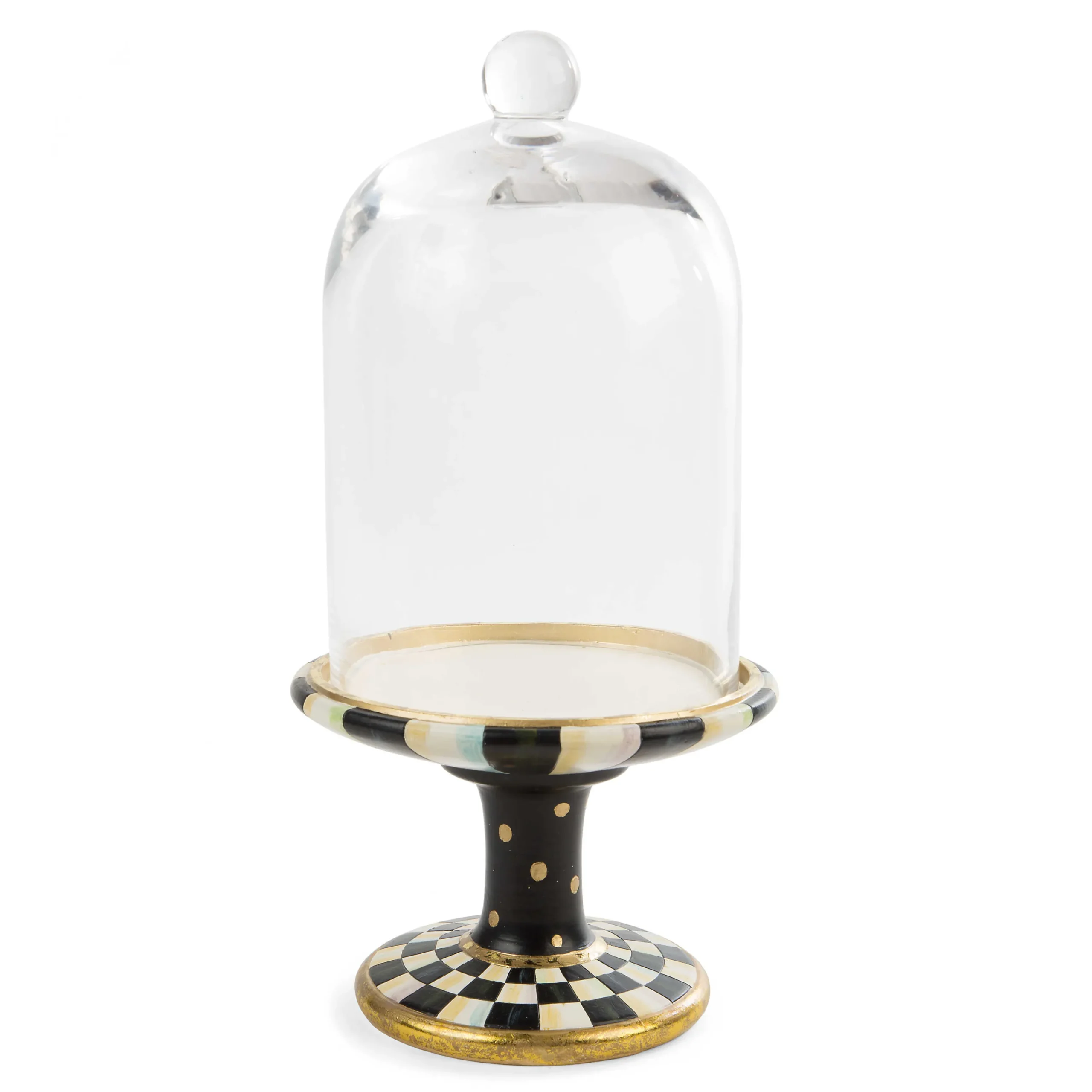 MacKenzie-Childs Courtly Check Pedestal with Cloche| Room Accents