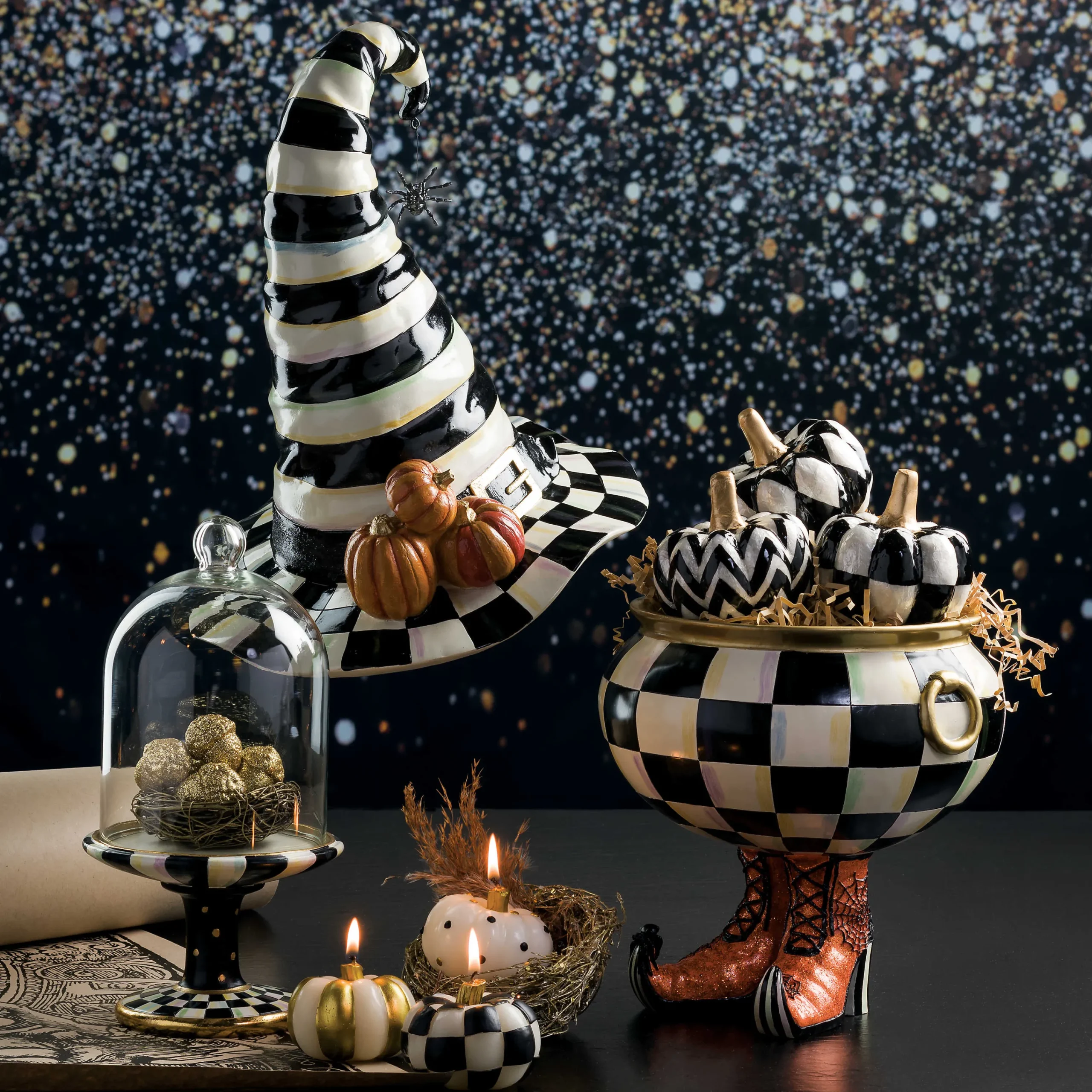 MacKenzie-Childs Courtly Check Pedestal with Cloche| Room Accents