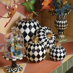 MacKenzie-Childs Courtly Check Pedestal with Cloche| Room Accents