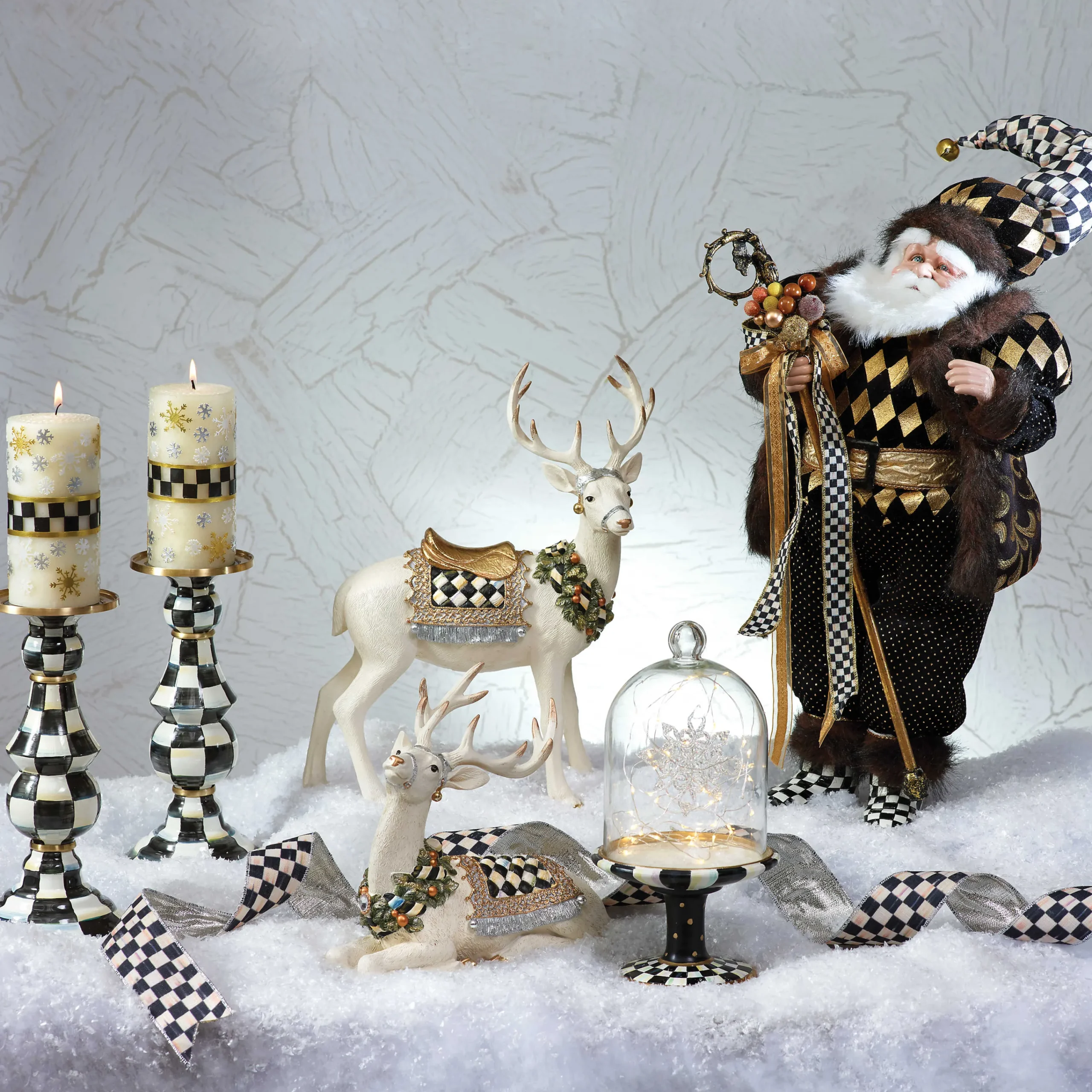 MacKenzie-Childs Courtly Check Pedestal with Cloche| Room Accents