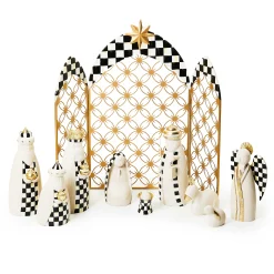 MacKenzie-Childs Courtly Check 10-Piece Mini Nativity Set| Holiday|Decor Sets