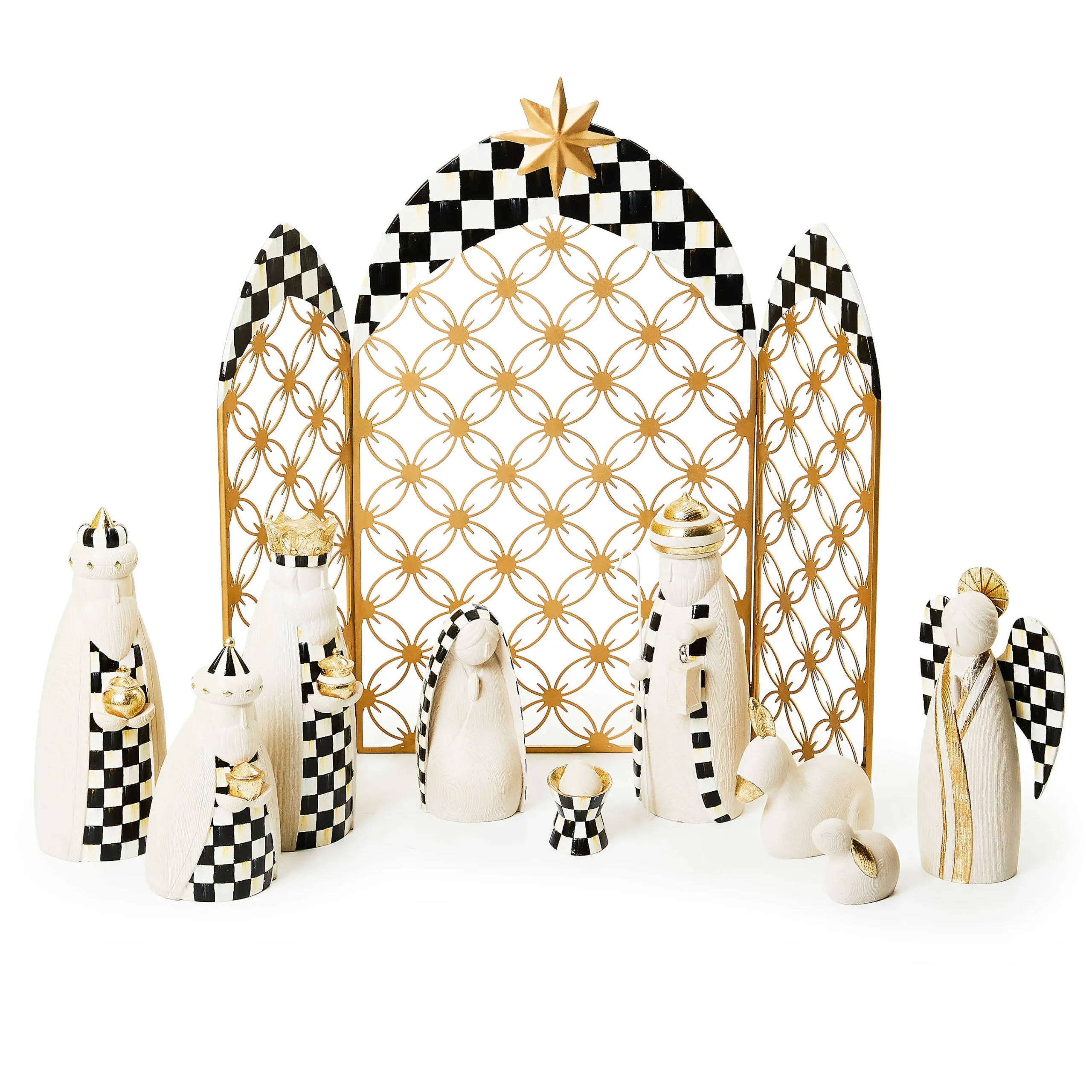 MacKenzie-Childs Courtly Check 10-Piece Mini Nativity Set| Holiday|Decor Sets