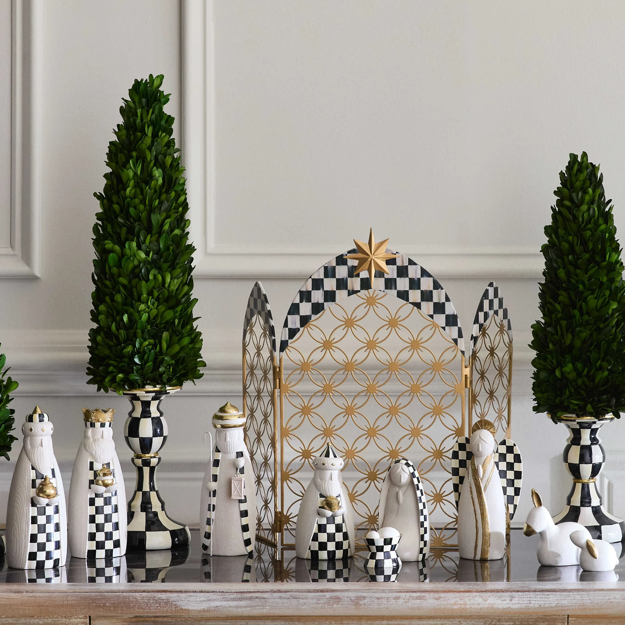 MacKenzie-Childs Courtly Check 10-Piece Mini Nativity Set| Holiday|Decor Sets