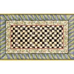MacKenzie-Childs Courtly Check Purple  Green 5' x 7'6 Washable Rug| Rugs