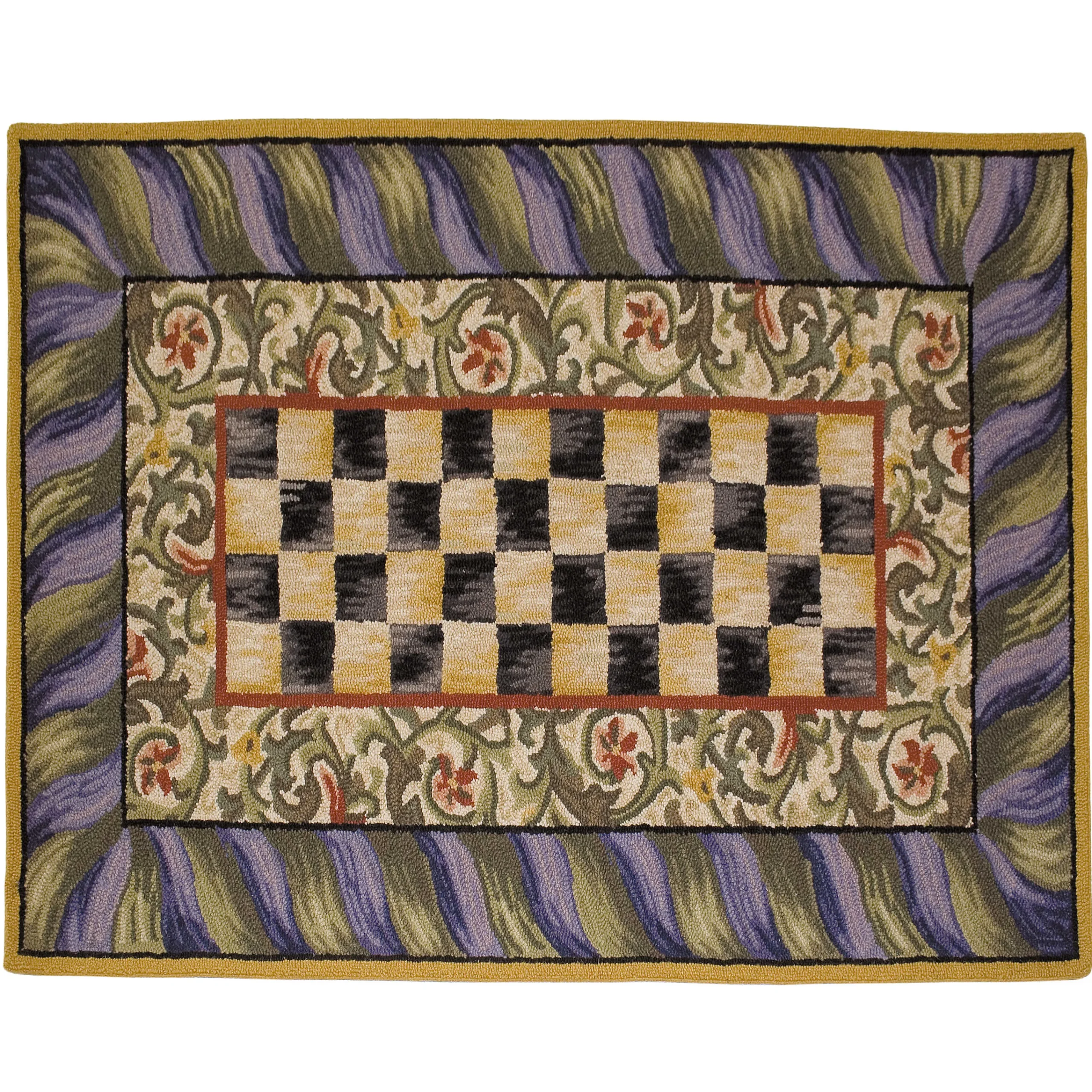 MacKenzie-Childs Courtly Check Purple Green 3' x 5' Rug| Rugs
