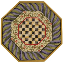 MacKenzie-Childs Courtly Check Purple  Green 5' Octagon Rug| Rugs