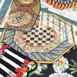 MacKenzie-Childs Courtly Check Purple  Green 5' Octagon Rug| Rugs