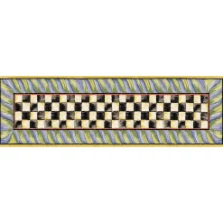 MacKenzie-Childs Courtly Check Purple  Green 2'6 x 8' Washable Runner| Rugs
