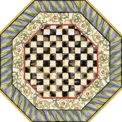 MacKenzie-Childs Courtly Check Purple  Green 6' Octagon Washable Rug| Rugs