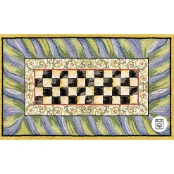 MacKenzie-Childs Courtly Check Purple  Green 3' x 5' Washable Rug| Rugs