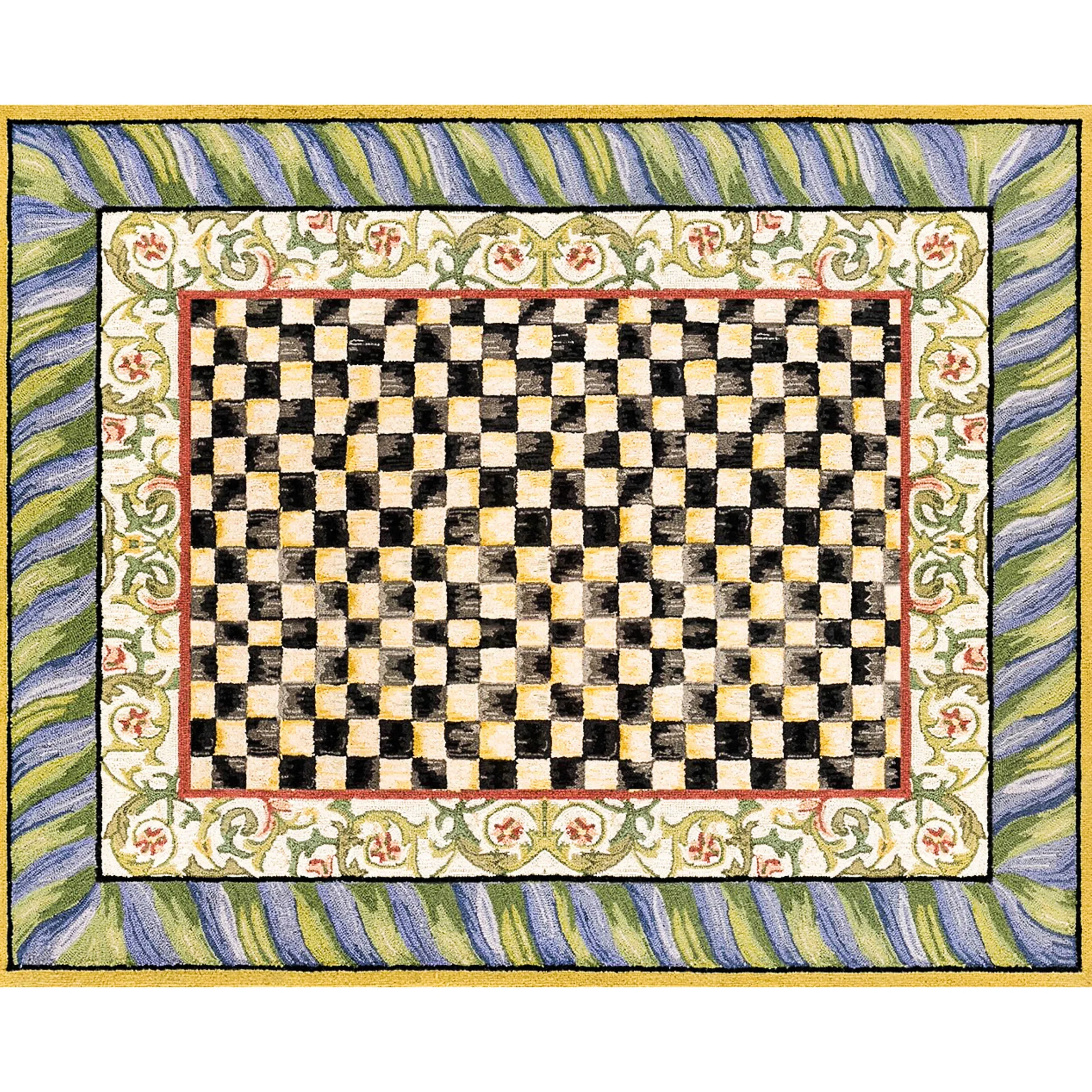 MacKenzie-Childs Courtly Check Purple Green 8' x 10' Washable Rug| Rugs