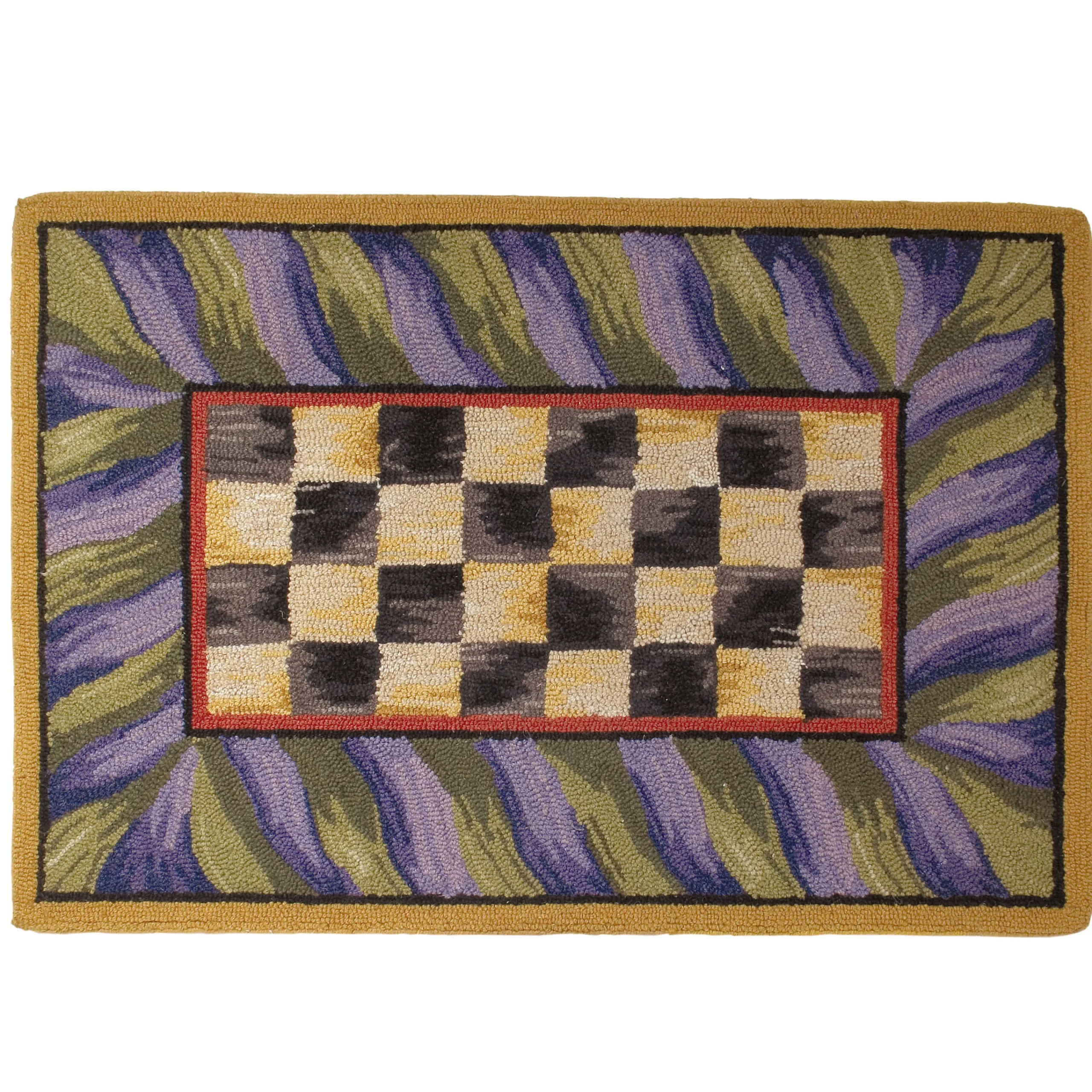 MacKenzie-Childs Courtly Check Purple Green 2' x 3' Rug| Rugs