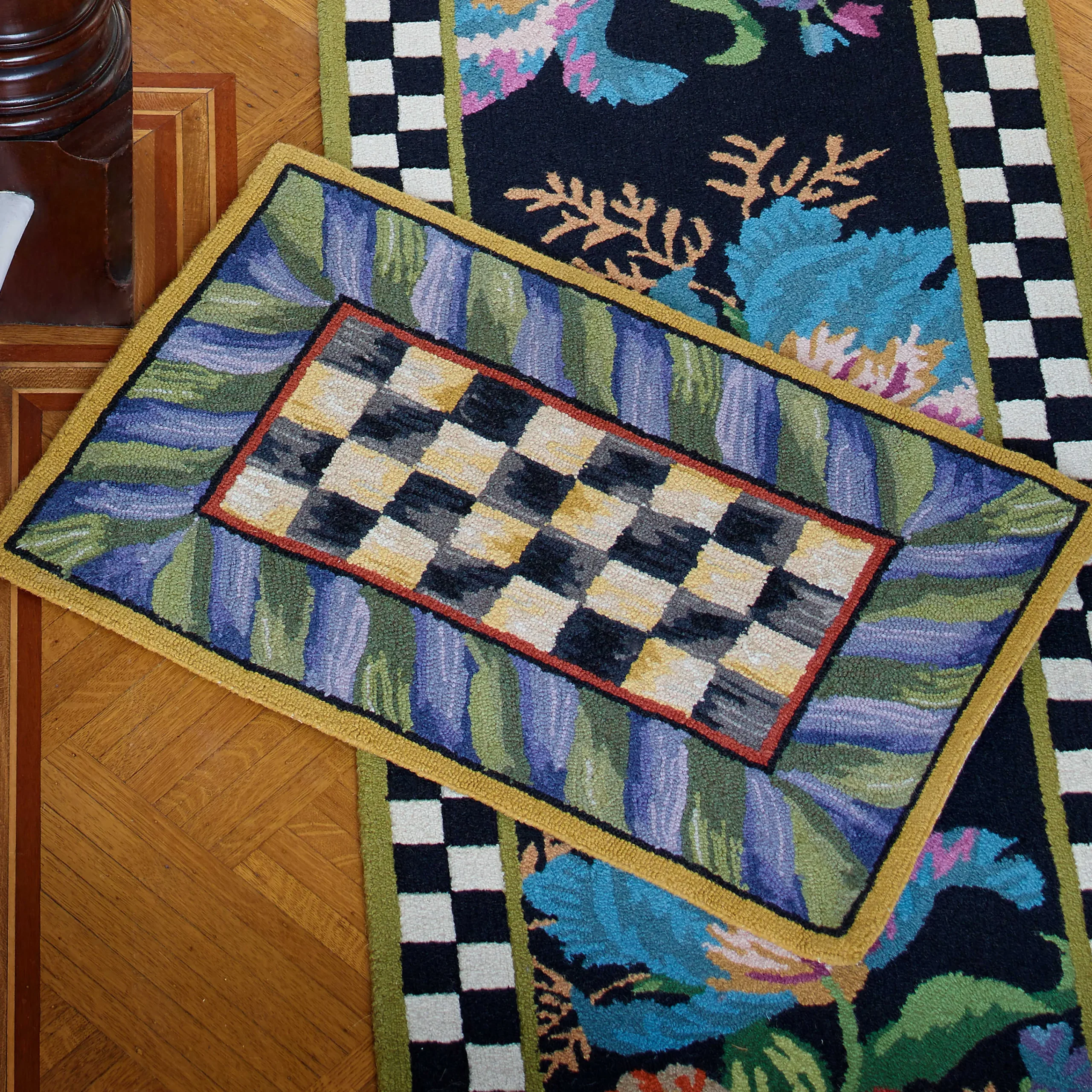 MacKenzie-Childs Courtly Check Purple Green 2' x 3' Rug| Rugs