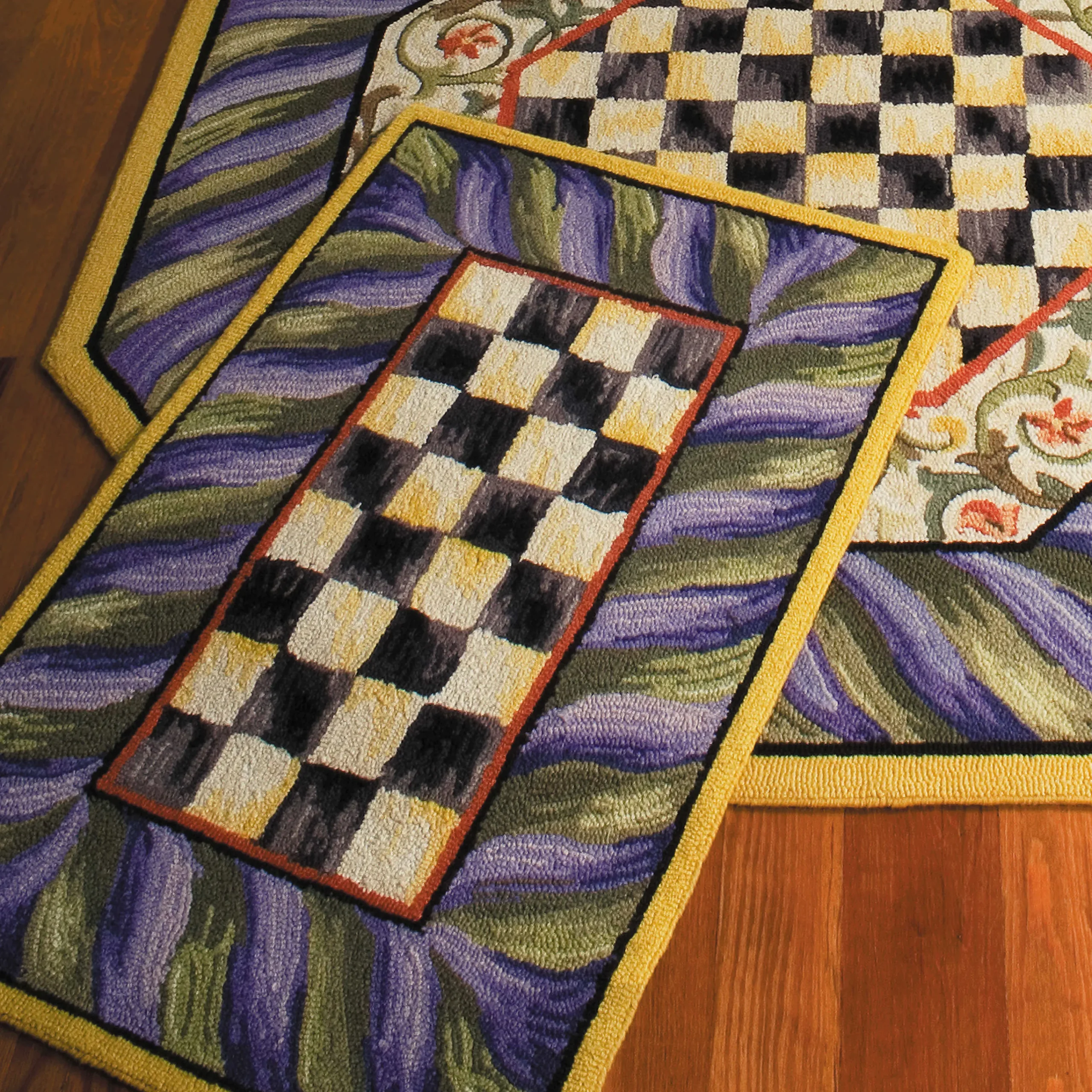 MacKenzie-Childs Courtly Check Purple Green 2' x 3' Rug| Rugs