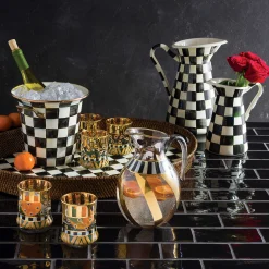 MacKenzie-Childs Courtly Check Rattan Enamel Party Serving Tray| Bar Entertaining|Serveware