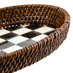 MacKenzie-Childs Courtly Check Rattan Enamel Small Serving Tray| The Coffee Shop|Bar Entertaining