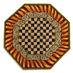 MacKenzie-Childs Courtly Check Red  Gold 6' Octagon Rug| Rugs