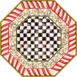 MacKenzie-Childs Courtly Check Red  Gold 6' Octagon Washable Rug| Rugs