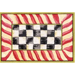 MacKenzie-Childs Courtly Check Red  Gold 2' x 3' Washable Rug| Rugs