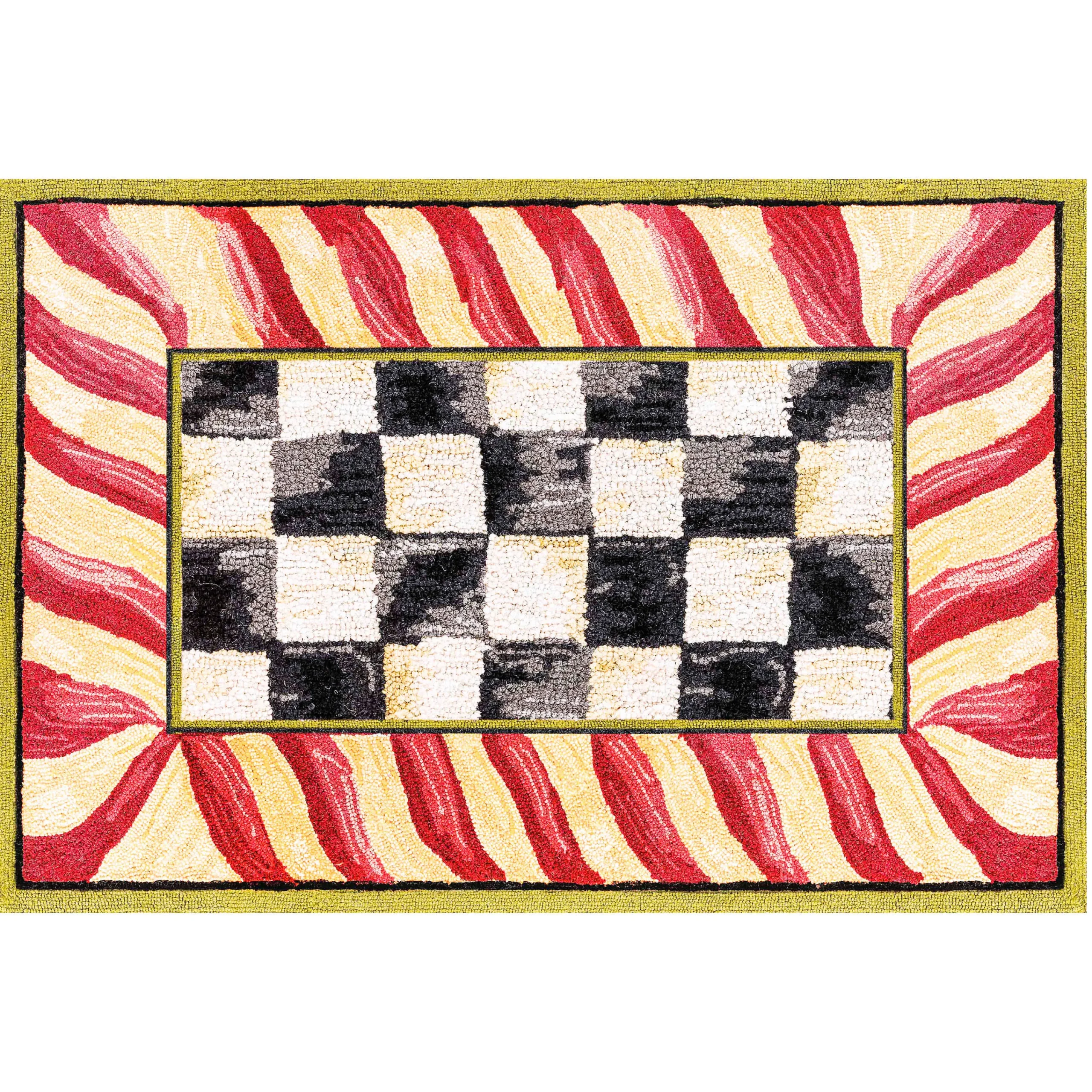 MacKenzie-Childs Courtly Check Red Gold 2' x 3' Washable Rug| Rugs