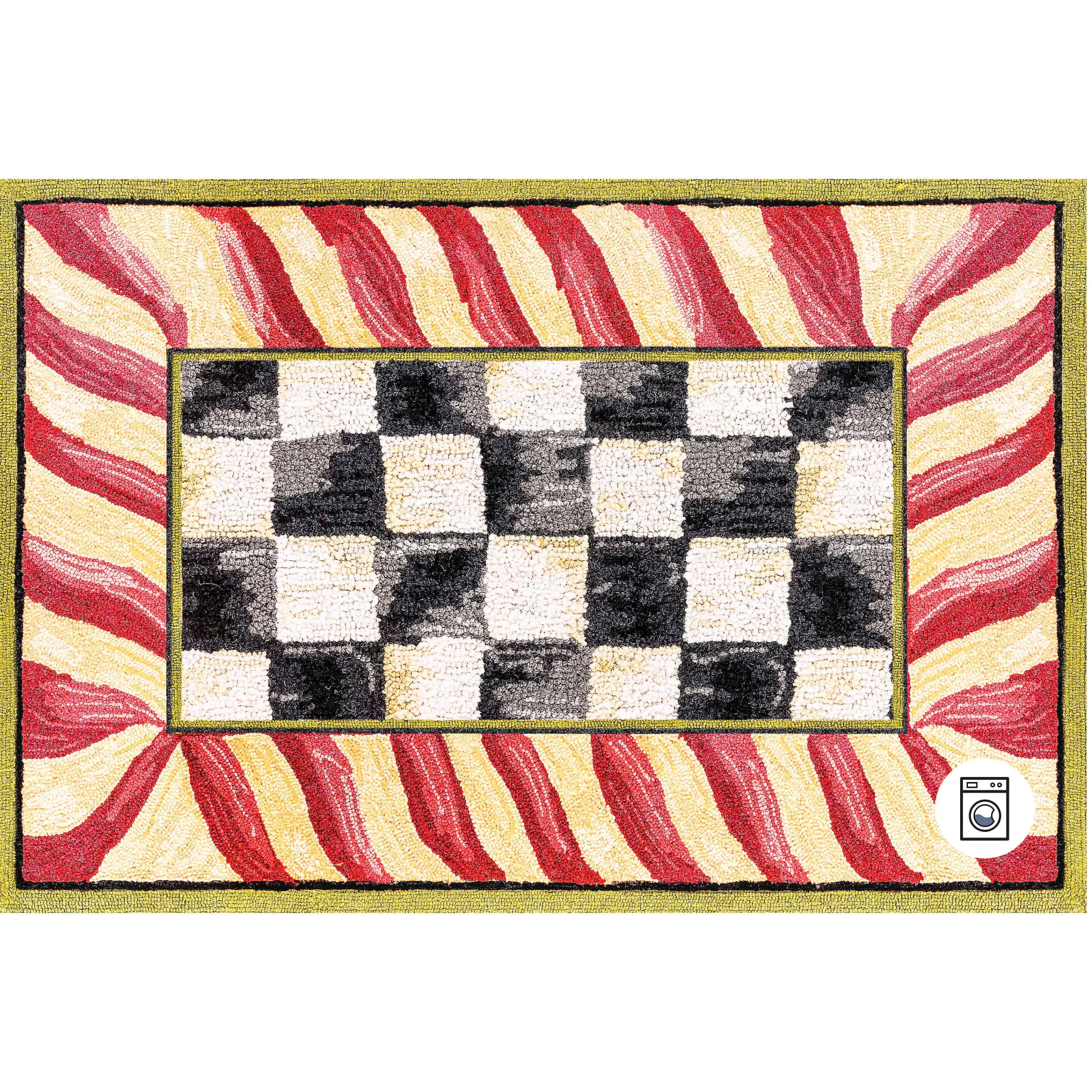 MacKenzie-Childs Courtly Check Red Gold 2' x 3' Washable Rug| Rugs