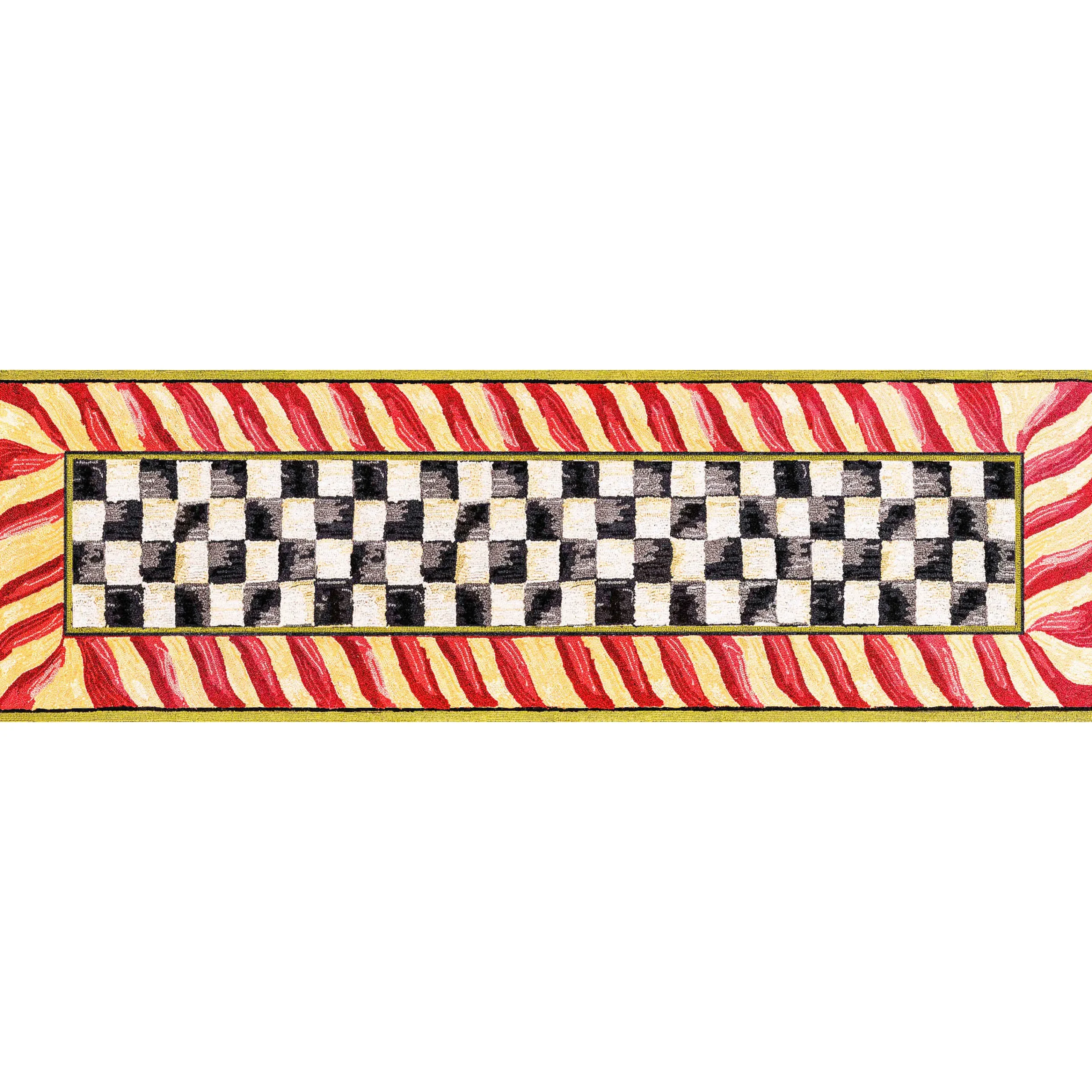 MacKenzie-Childs Courtly Check Red Gold 2'6 x 8' Washable Runner| Rugs