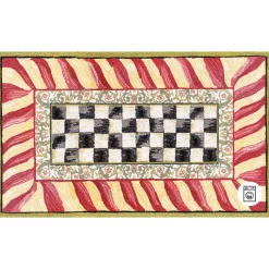 MacKenzie-Childs Courtly Check Red  Gold 3' x 5' Washable Rug| Rugs