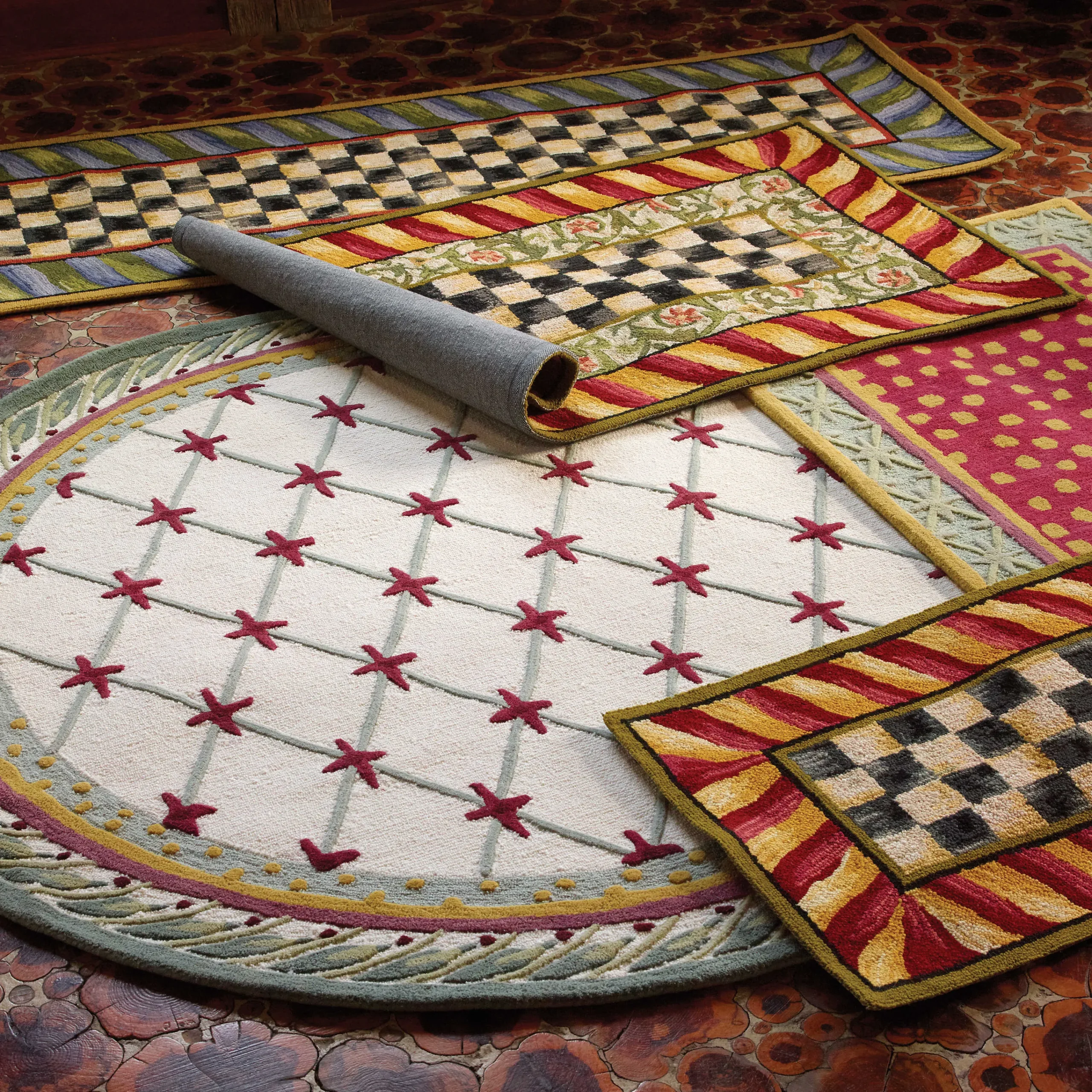 MacKenzie-Childs Courtly Check Red Gold 3' x 5' Rug| Rugs