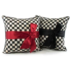 MacKenzie-Childs Courtly Check Red Sash Throw Pillow| Pillows, Throws, & Cushions
