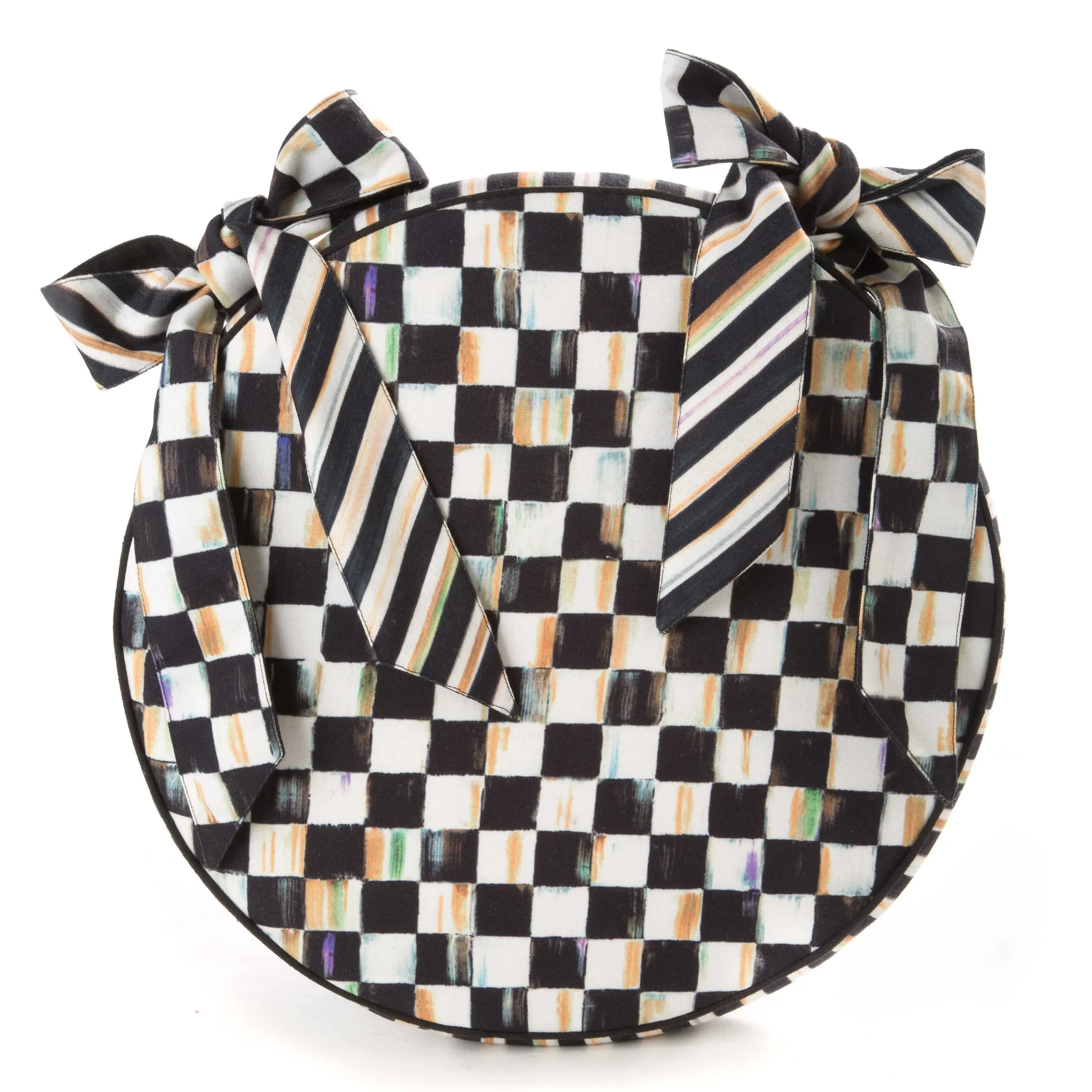 MacKenzie-Childs Courtly Check Round Stool Cushion| Pillows, Throws, & Cushions