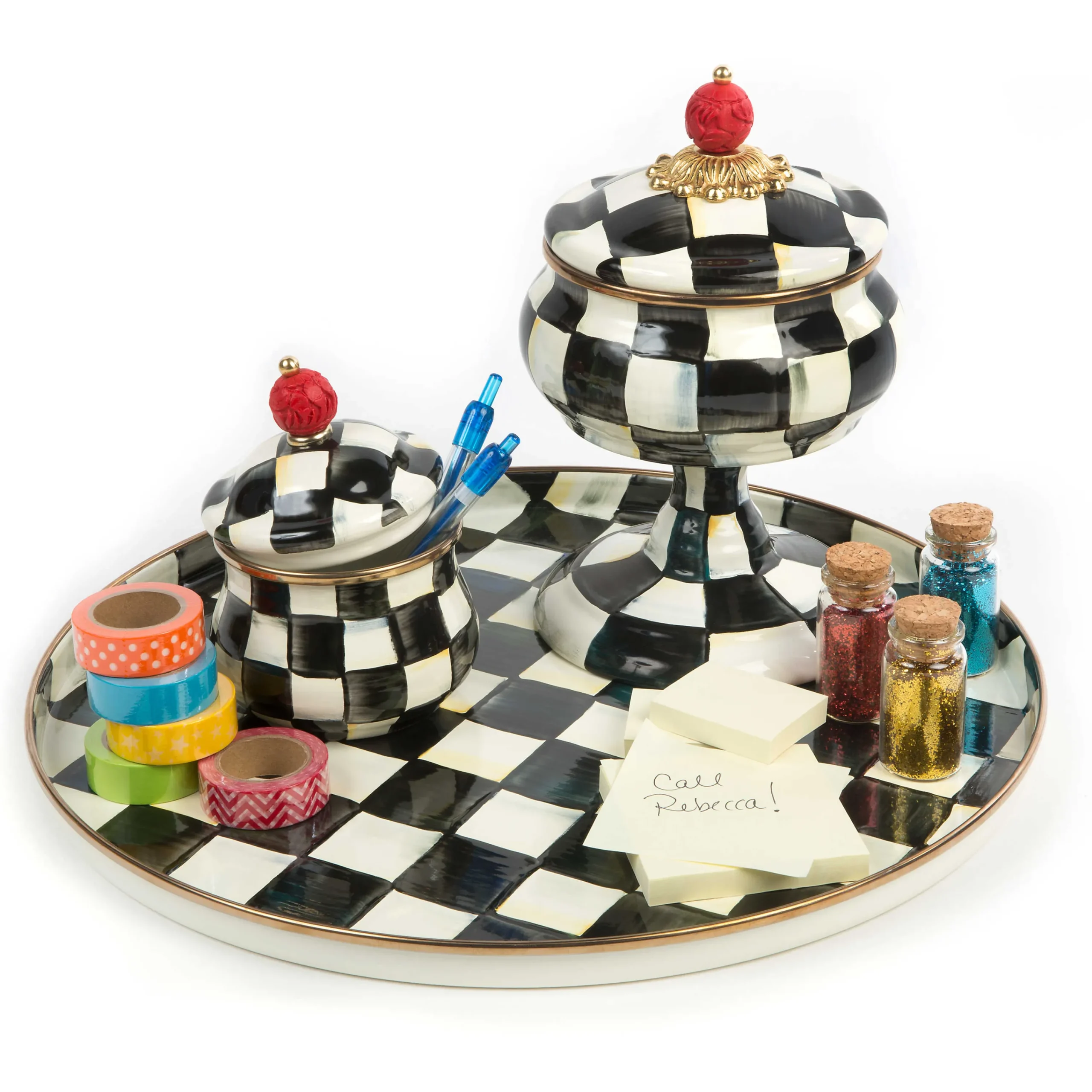 MacKenzie-Childs Courtly Check Round Tray| The Coffee Shop|Fall Entertaining