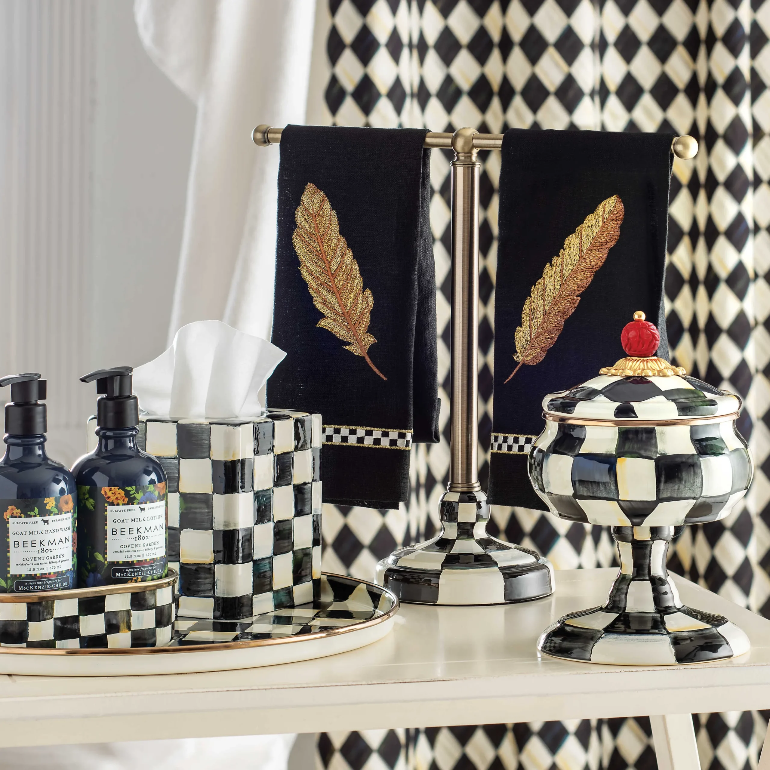 MacKenzie-Childs Courtly Check Round Tray| The Coffee Shop|Fall Entertaining
