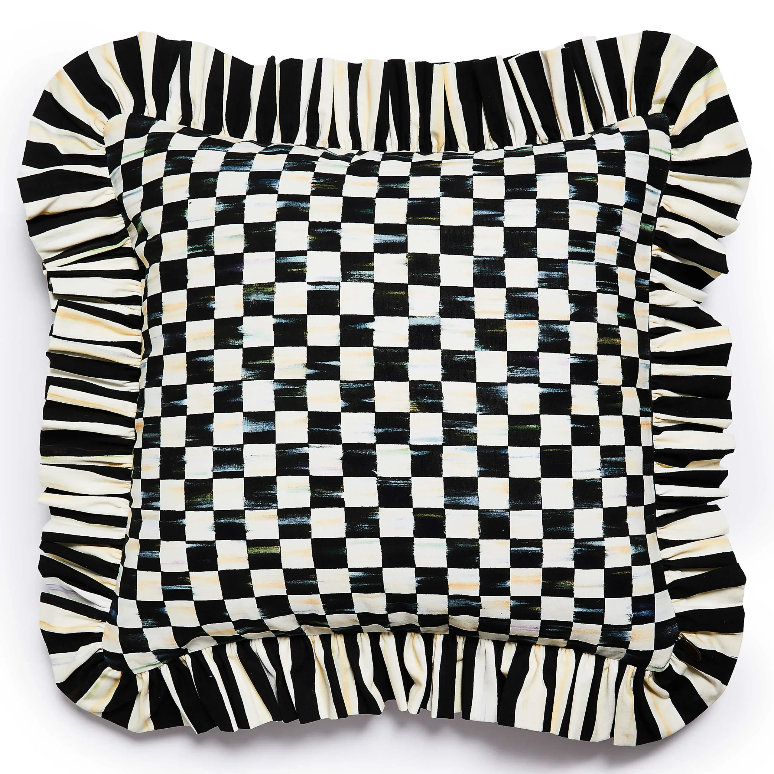 MacKenzie-Childs Courtly Check Ruffle Throw Pillow| Pillows, Throws, & Cushions