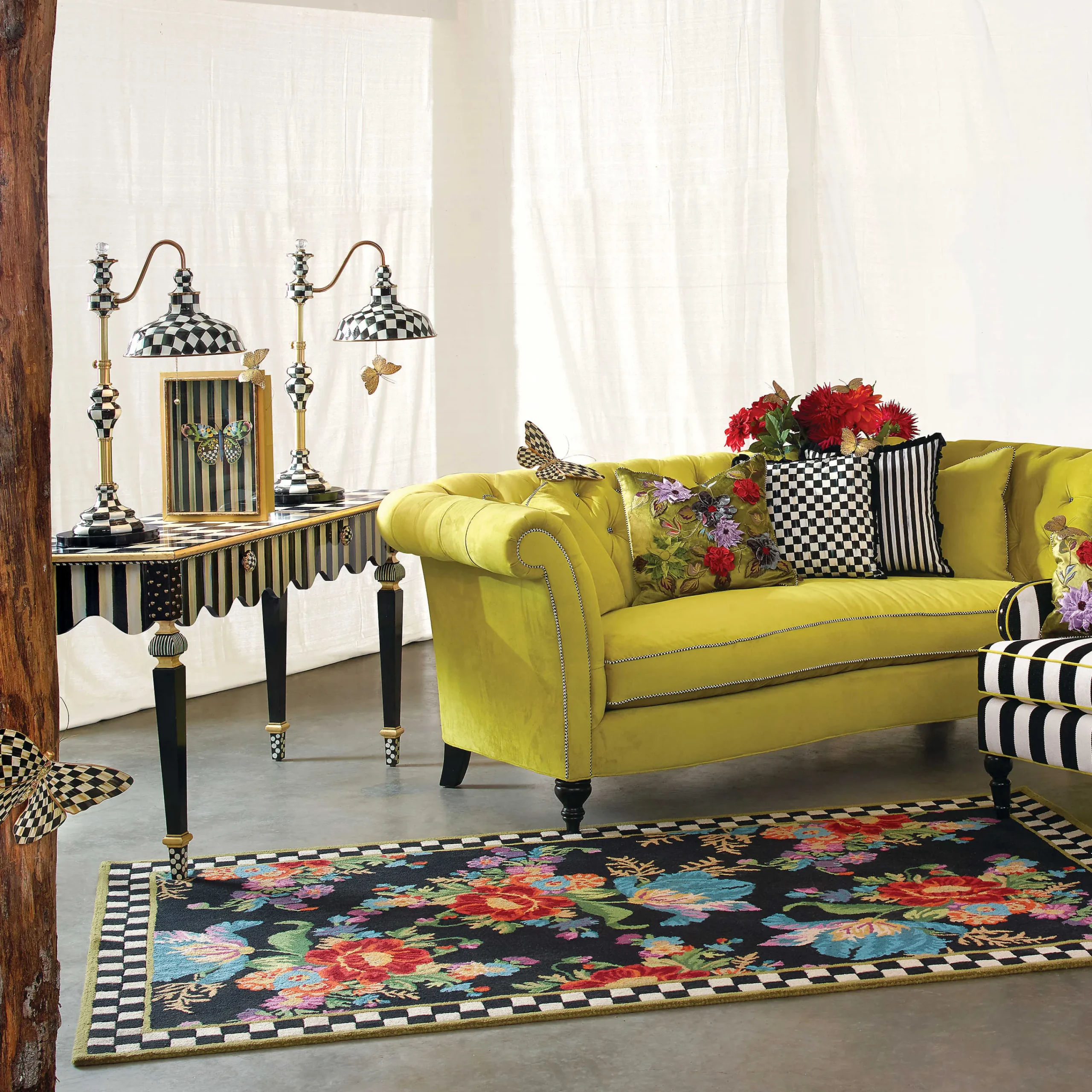 MacKenzie-Childs Courtly Check Ruffled Square Throw Pillow| Pillows, Throws, & Cushions