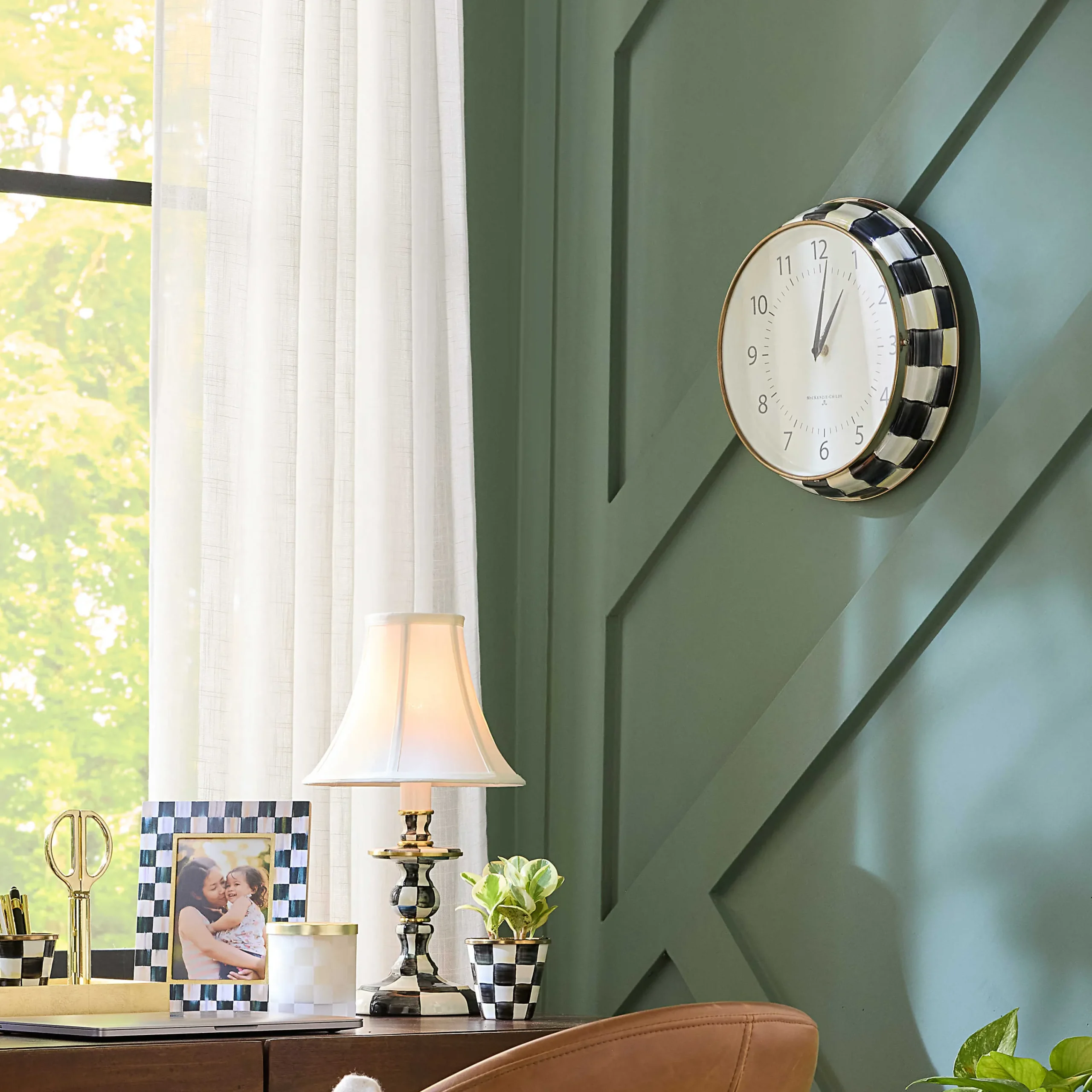 MacKenzie-Childs Courtly Check School Wall Clock| Room Accents