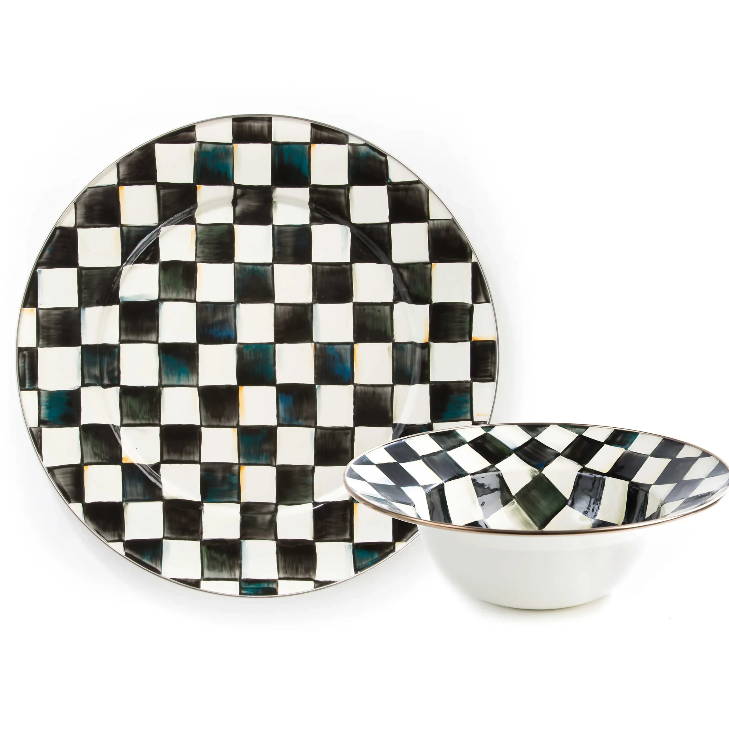 MacKenzie-Childs Courtly Check Serving Platter Bowl Set| Kitchen & Dining Sets|Serveware