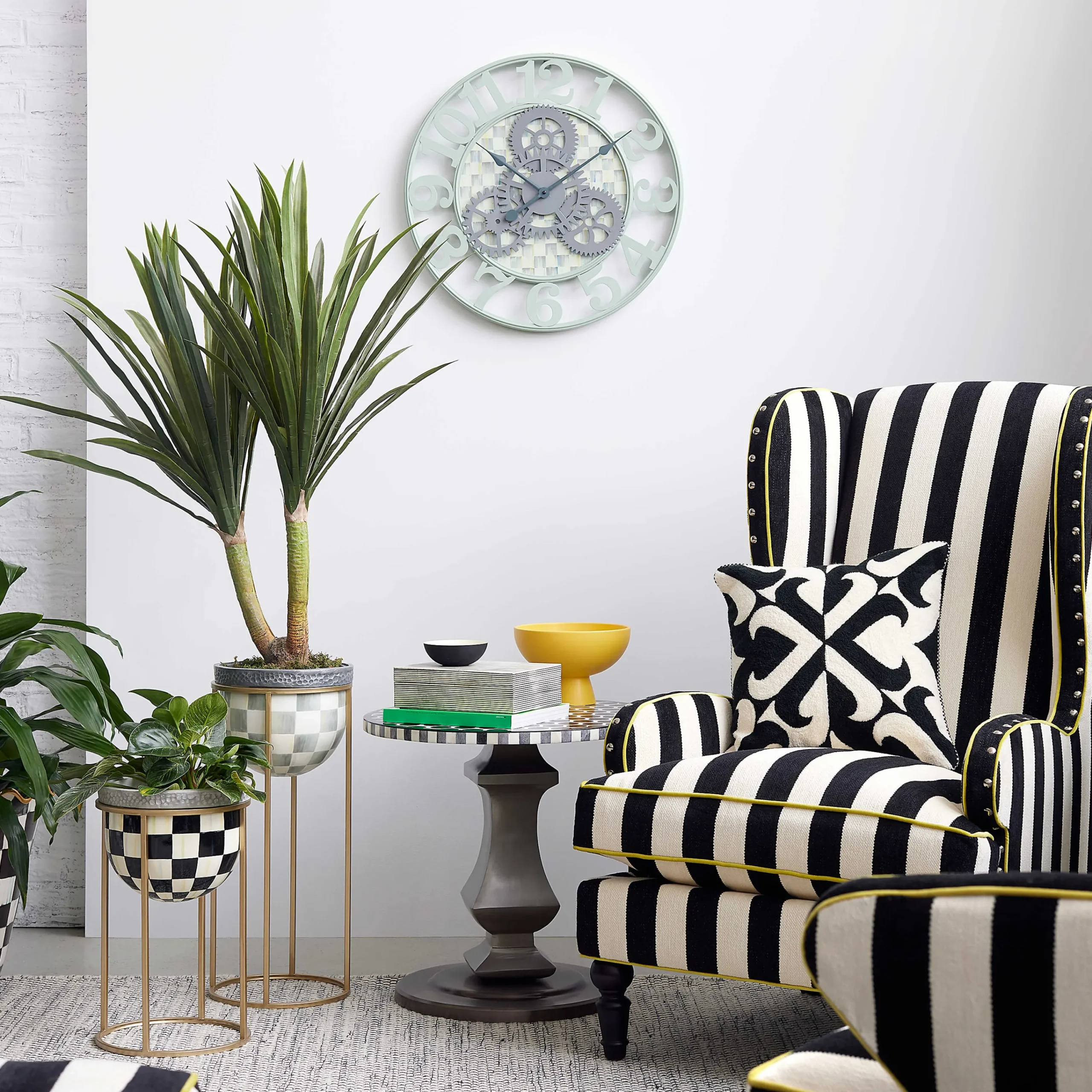 MacKenzie-Childs Courtly Check Short Plant Stand| Outdoor