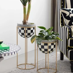 MacKenzie-Childs Courtly Check Short Plant Stand| Outdoor