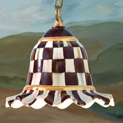 MacKenzie-Childs Courtly Check Small Ceramic Pendant Lamp| Lighting