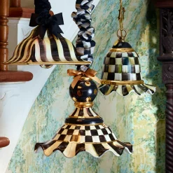 MacKenzie-Childs Courtly Check Small Ceramic Pendant Lamp| Lighting