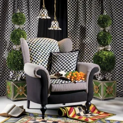 MacKenzie-Childs Courtly Check Small Ceramic Pendant Lamp| Lighting