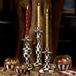 MacKenzie-Childs Courtly Check Small Enamel Candlestick| Candles & Fragrances|Table Accessories