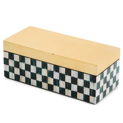 MacKenzie-Childs Courtly Check Small Lacquer Decorative Box with Hinged Lid| Room Accents