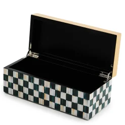 MacKenzie-Childs Courtly Check Small Lacquer Decorative Box with Hinged Lid| Room Accents