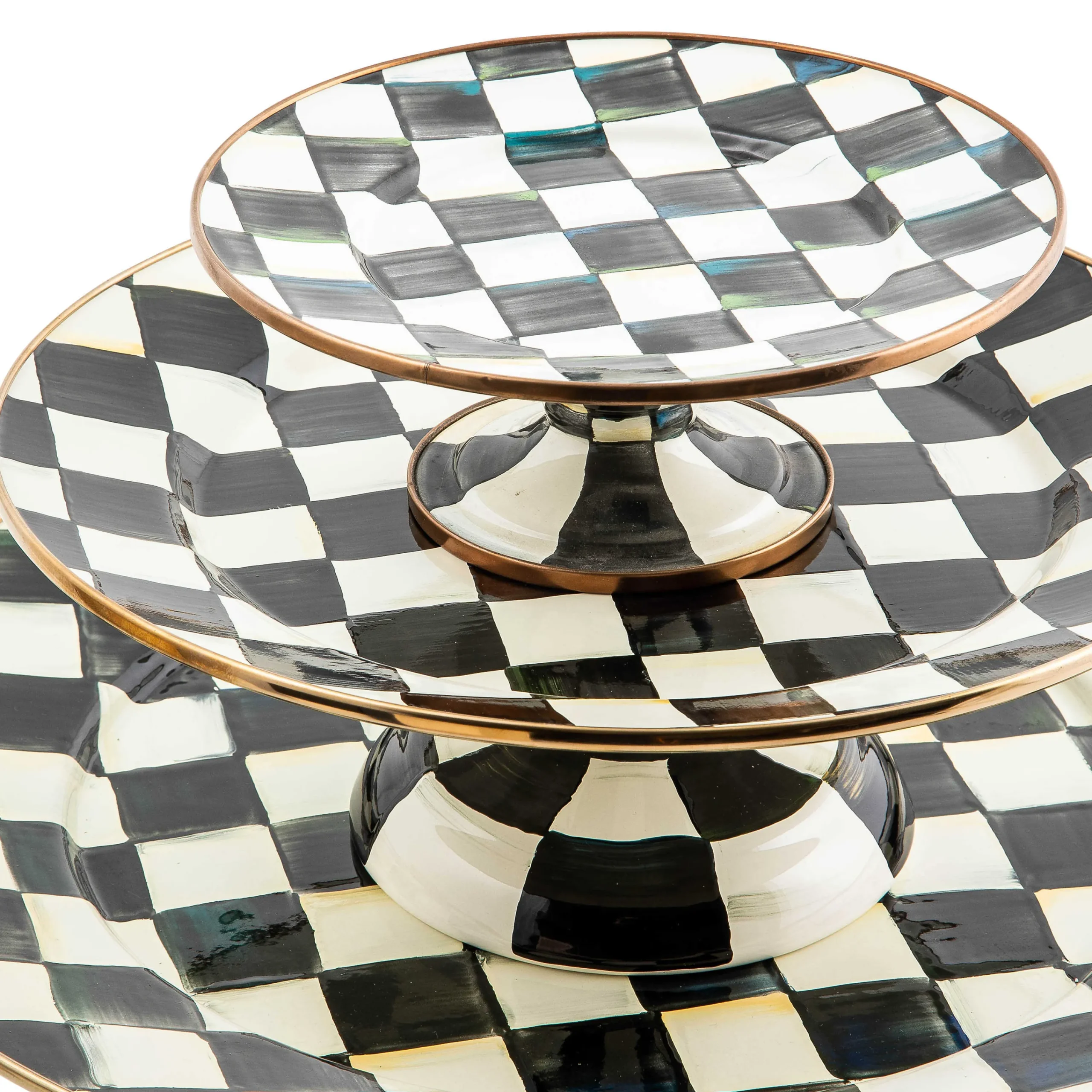 MacKenzie-Childs Courtly Check Small Pedestal Platter| Fall Entertaining|Serveware