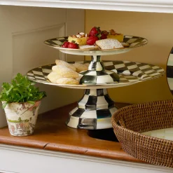 MacKenzie-Childs Courtly Check Small Pedestal Platter| Fall Entertaining|Serveware