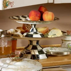 MacKenzie-Childs Courtly Check Small Pedestal Platter| Fall Entertaining|Serveware