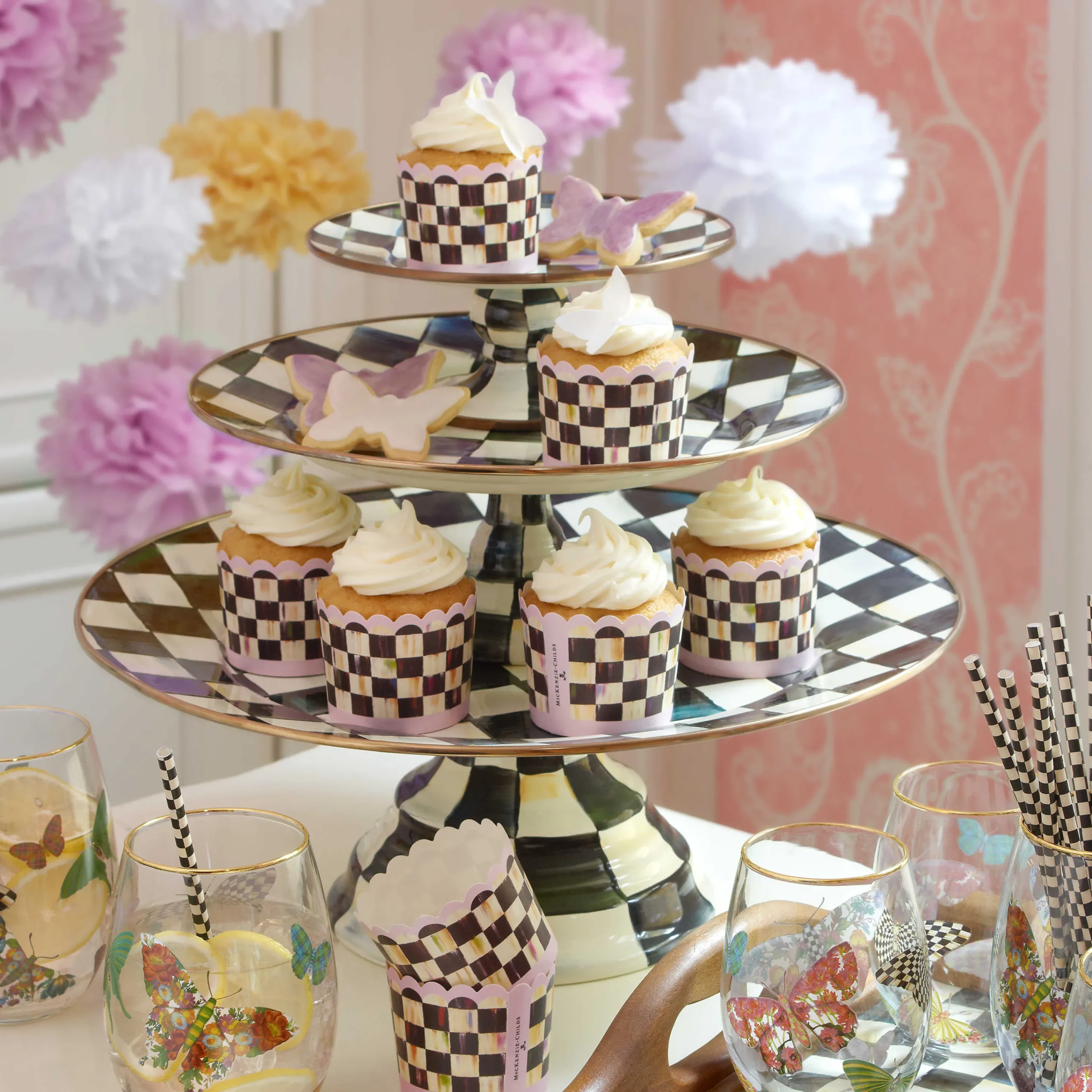 MacKenzie-Childs Courtly Check Small Pedestal Platter| Fall Entertaining|Serveware