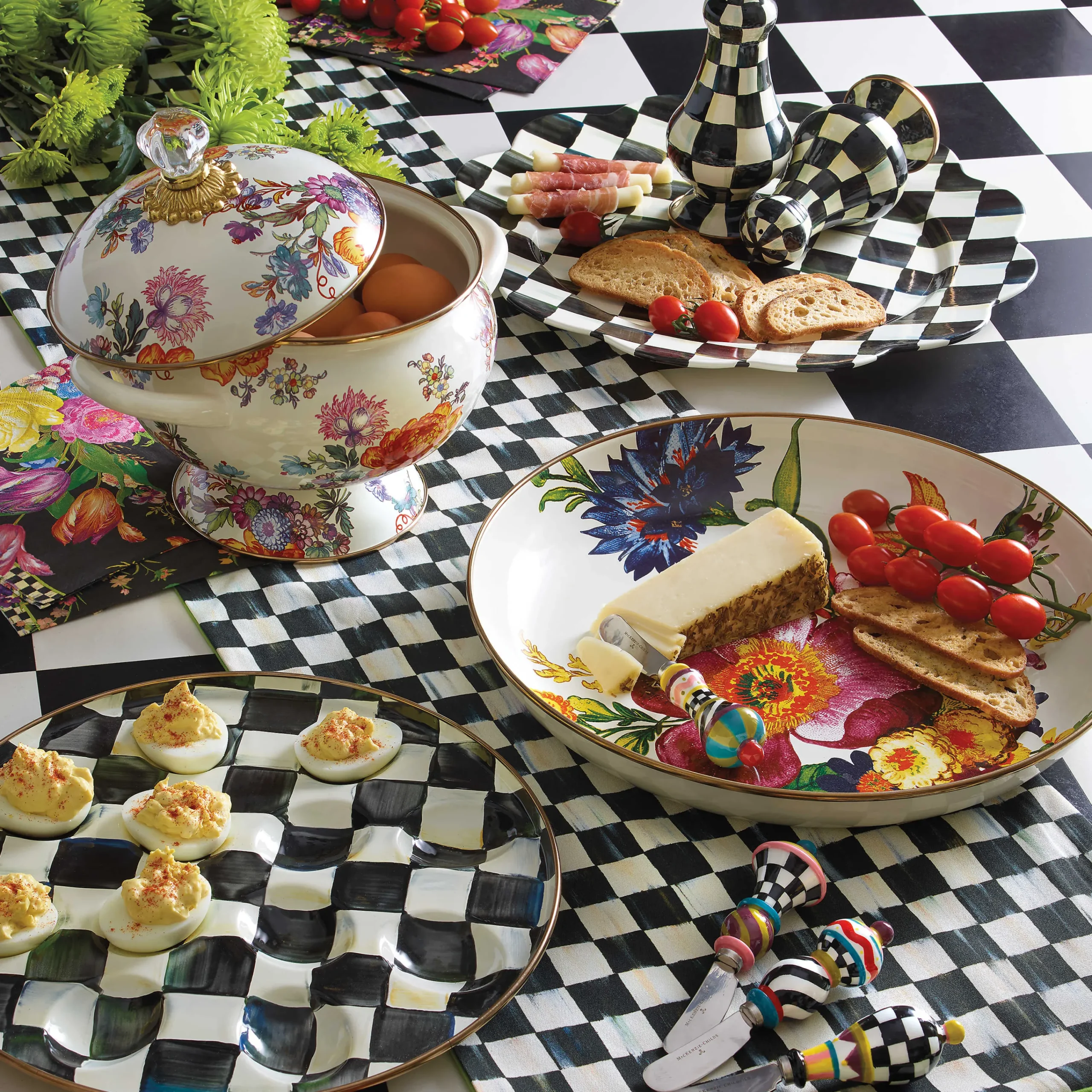 MacKenzie-Childs Courtly Check Stripe Table Runner| Kitchen & Table Linens