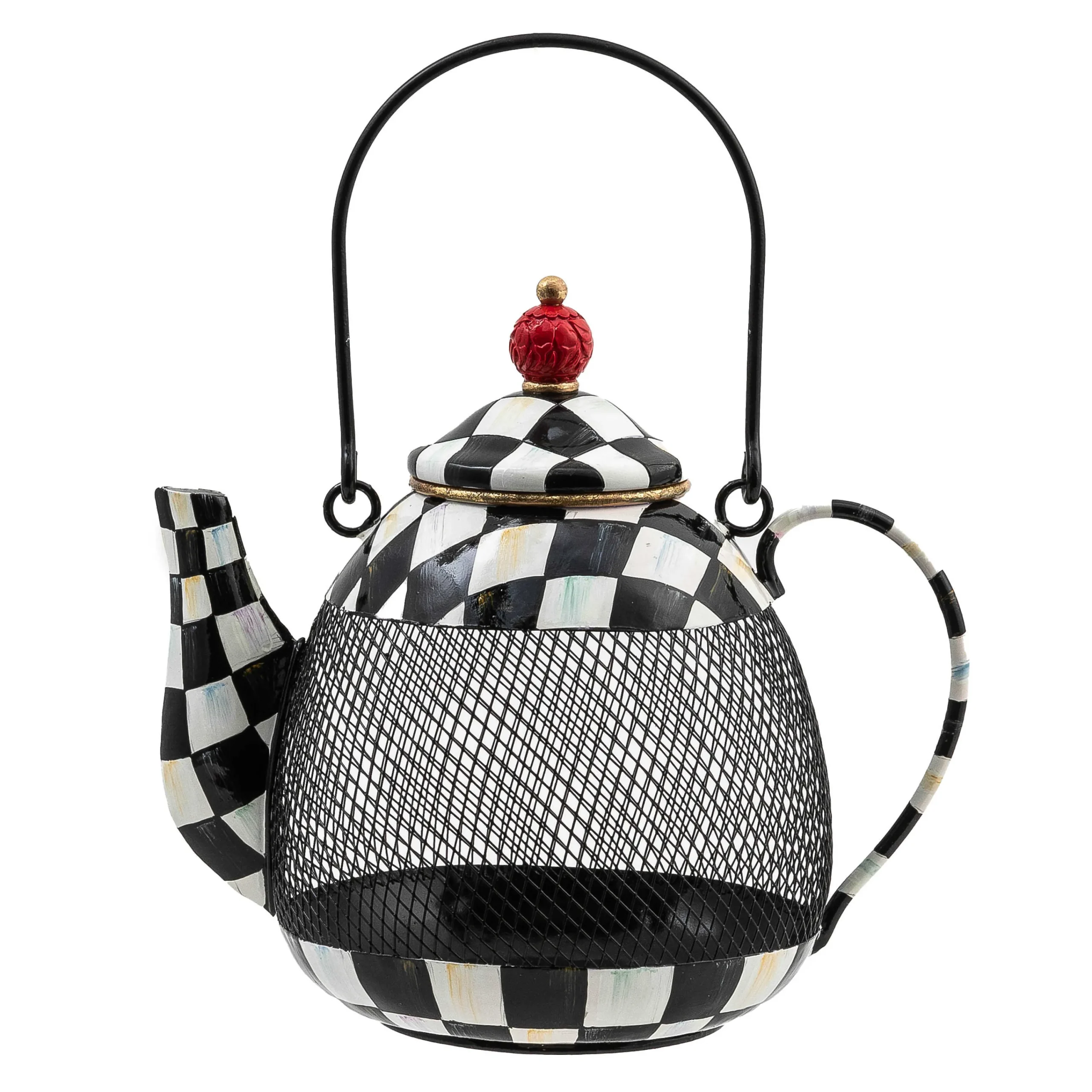 MacKenzie-Childs Courtly Check Teapot Bird Feeder| Spring|Outdoor